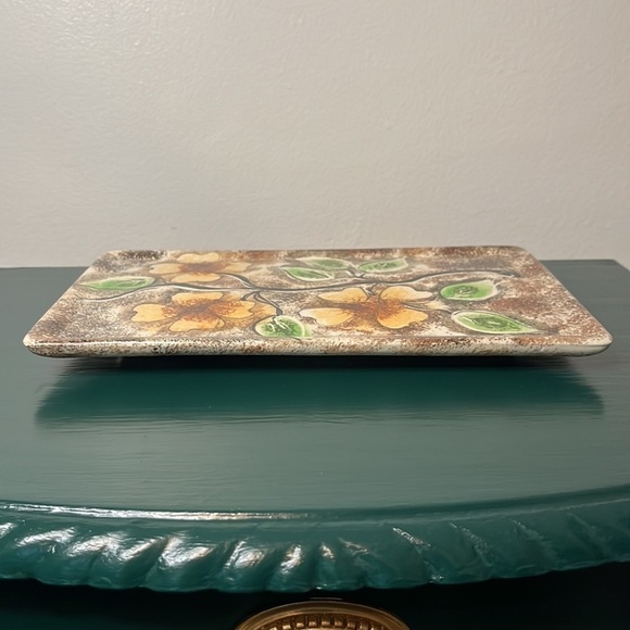 1960’s Vintage Mid Century Modern Yellow Flowers Vanity Tray - Picture 5 of 9